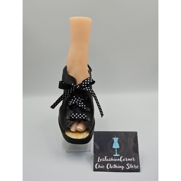 Fly London Black Wedges with Polka Dot Bow - Picture 14 of 16